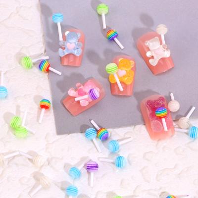 China Easy Apply 6*13mm Colorful Manicure Lollipop 3D Resin Nail Art Designs For Nail Art Products Beauty Accessories for sale