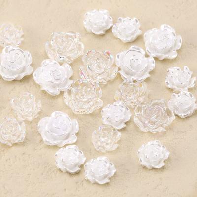 China Easy Apply Resin Gem Diy Nail Art 3D White Flowers Pearl Cemellia Fake Stones For Designer Nail Charms for sale