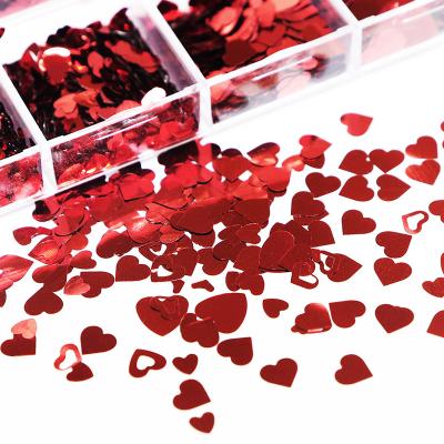 China Supplier Nails Supplier Love Heart Slice Glitter Nail Stickers Valentines Day Nail Stickers For Nail Art for sale