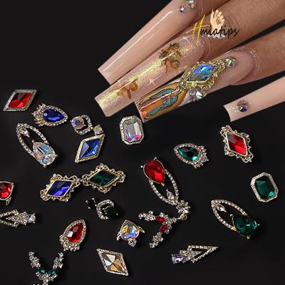 China Fashionable Rhombus Piercing Charm ab Crystal Glass Nail Alloy Nail Diamond Rhinestones Chrome Heart Nail Kawaii Candy Decoration for sale