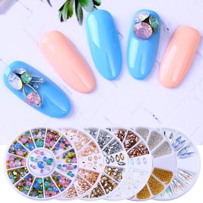 China Nail Art Mix Hollow Metal Rhinestone Studs nail art 3d moon star rivet Diy ab Crystal Rhinestone Nail Art for sale