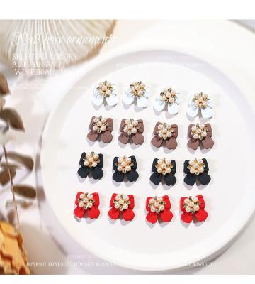 China Easy Apply Alloy Pearl Bowknot DIY Mini Manicure 3D Handmade Bowknot Nail Accessories for sale