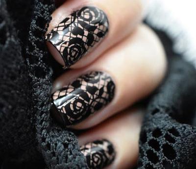 China Easy Apply 3D Black Lace DIY Nail Sticker For Nail Art Decoration for sale