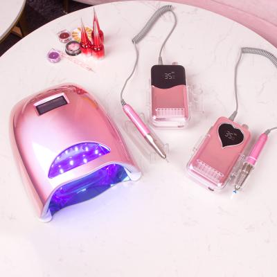 China Wireless Strong Nail Polish Dryer Cordless Nail Polish Dryer Rechargeable Nail Drill 35000 Germany Power Pink Nail Dryer Portatil Nail Drill Machine Kit for sale