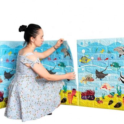 China Back with glue PVC 3d wall cladding/3d pe foam brick wall paper wall sticker for sale