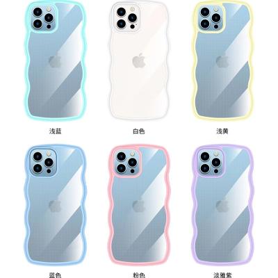 China Shockproof Suitable for iphone 14 transparent case wave candy-colored mobile phone case for sale