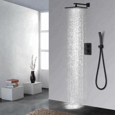 China Black Thermostatic Faucets Hidden Ceiling Rain Head Thermostatic Smart Shower for sale