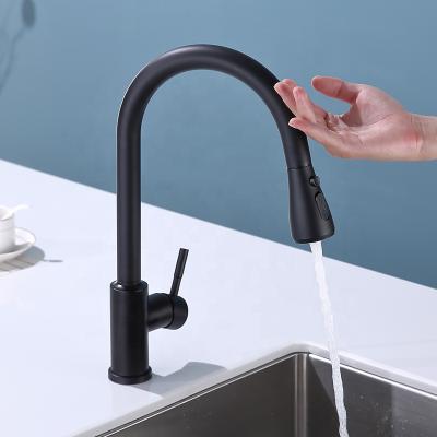 China Sense Faucets Matte Black Stainless Steel Extension Hose Kitchen Touch Control Faucet for sale