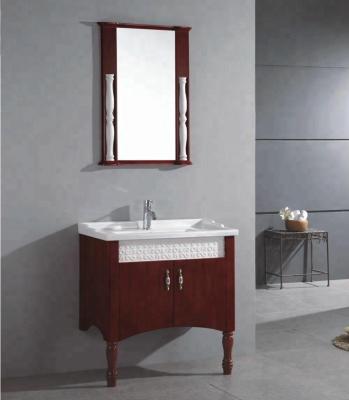 China Modern Sanitary Ware Oak Mirror Cabinet Bathroom Vintage Bathroom Ceramic Vanity Base Cabinet for sale