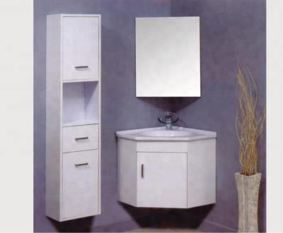 China Modern Low Price Small MDF Makeup 2 Door Corner Bathroom Sink Cabinet for sale