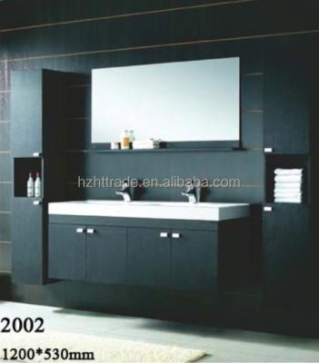 China Large Size Space Saver Black Double Basin Modern Bathroom Vanity Cabinet Furniture for sale