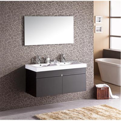 China CLASSIC White And Black MDF Mirror Hinges Double Sink Bathroom Vanity Cabinet for sale