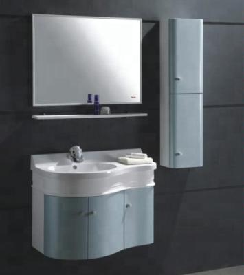 China Modern Blue PVC Under Basin Make Up Mirror Vanity Bathroom Wall Cabinets for sale