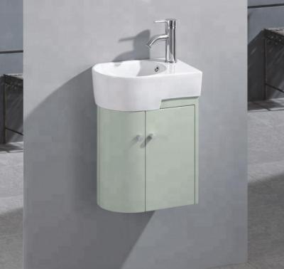 China Small Modern Wall Hanging Bathroom Sinks PVC Cabinet Vanity Unit for sale