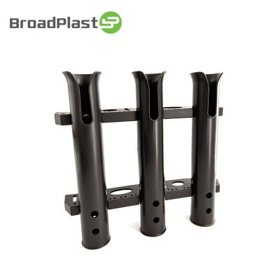 China Marine Hardware Boat Yacht Accessories Black PP Material Plastic Rod Holder 3-Tube Fishing Rod Holder for sale