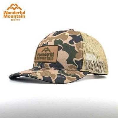 China Hot Selling High Quality Custom Logo Camouflage 6 Panel Mesh Trucker Hat Embroidery Patch Richardson 112 Style White Cap Fishing Hat for sale