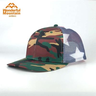 China Dongguan JOINT Factory Hot Selling Custom Logo Richardson 112 Style With American Flag 6 Panel Mesh Back Trucker Hat for sale