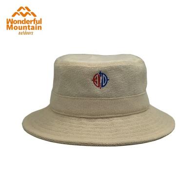 China Headwear Ready To Ship Outdoor Bucket Hat Terry Cloth Towel Bucket Hat With Custom Logo For Men And Women for sale