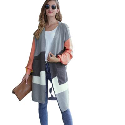 China Stylish Women's Clothing Women's Cardigan Sweater Contrast Color Casual Coatigan QUICK DRY Long Sweater for sale