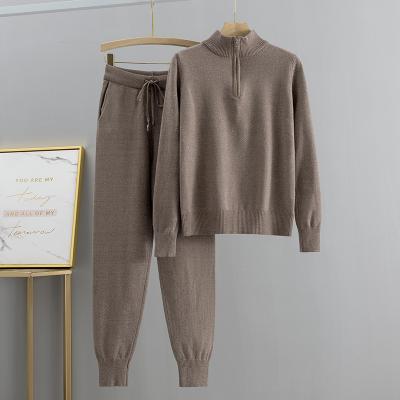 China Parride Knitted Suit Sweater Pants Set Women Sportswear Equipments Casual Jogger Drop Sweater Two Piece Set for sale