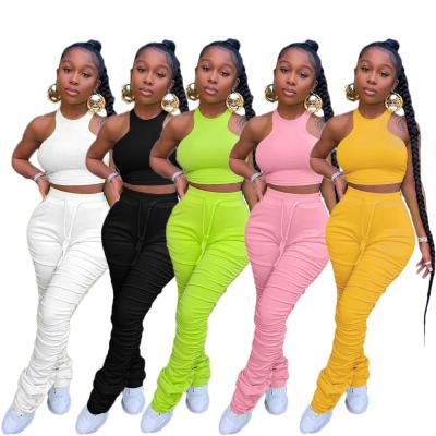 China 2 Piece Breathable Crop Top Two Piece Pants Set For Women Tracksuit Women Sweatsuit Women's Joggers Set for sale