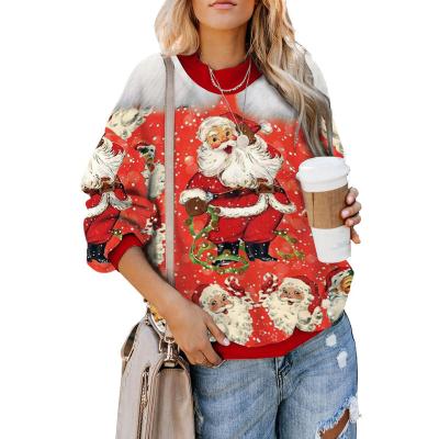 China Newcomers S1841 Anti-Shrink Long Sleeve Crewneck Cartoon Print Christmas Sweatshirt For Women for sale