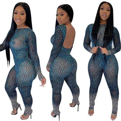 China 2019 Women Anti-Static Overalls And Rompers See Overalls Bodycon Mesh Jumpsuit Club Party Bodysuits for sale