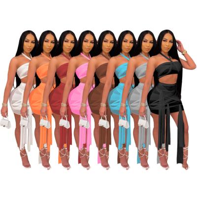 China 2021 new arrival translucency solid color conjuntos de verano Para de mujer anti-pilling two-piece set women casual sleeveless clothing for sale