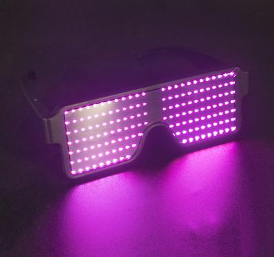 China 11 Led Fashion Rechargeable Light Up Shutter LED Glass Festival Praise Party Neon Eye Flashing Glasses 11 Modes for sale