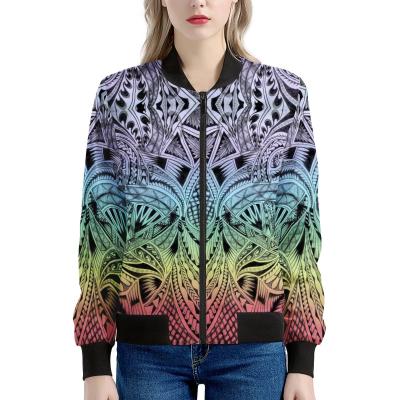 China Fashionable New Pattern Polynesian Traditional Tribal Print Women's Jackets Custom Made Jacket Waterproof For Girls Casual Bomber Jacket for sale