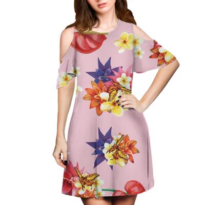 China New 2021 summer Hawaiian girls' flower dress hot viable pink short tube dress plus size dress and skirts woman clothes newcomers 2021 for sale