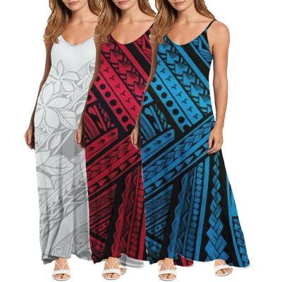 China Breathable Most Colorful Design Dress Girls 2021 Polynesian Tribal Print Beach Wear Long White Night Dress Women Clothing For Girls for sale