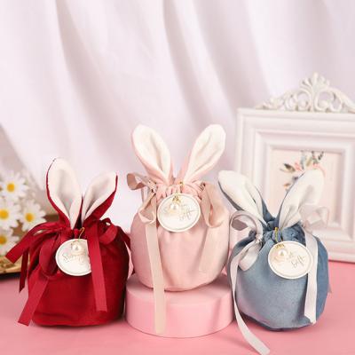 China Wholesale Cute Easter Bunny Gift Packing Bags Velvet Valentine Day Rabbit Chocolate Candy Bags for Wedding Birthday Party 27*13cm for sale