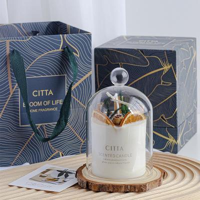 China Birthdays Handmade Home Decor Luxury Soy Wax Essentiol Oil Fragrance Aroma Dry Flower Scented Candle Gift Package Wholesale for sale