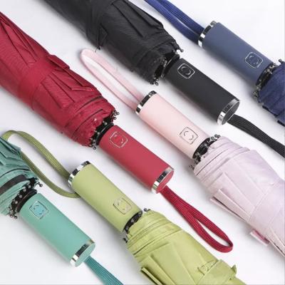 China Novelty WHY33 Automatic Open Close Reverse LED Umbrellawith Reflective Strip 3-folding Business Reverse Umbrella With Light for sale