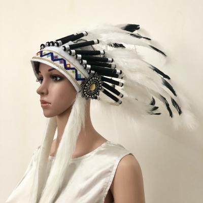 China Natural Beautiful Festival Goose Feather Headdress for Indian Festival for sale