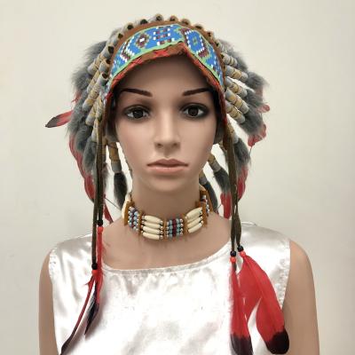 China Festival New Style Red Indian Feather Headdress for sale