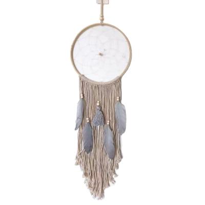 China India Bamboo Dreamcatcher Large Cotton Dream Catcher Hanging Cream Tassel For Decoration for sale