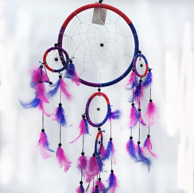 China Wholesale Dreamy Handmade Rainbow Decor Catcher Wall Hanging Cars Ornament Feathers Home Decor Free Shipping for sale