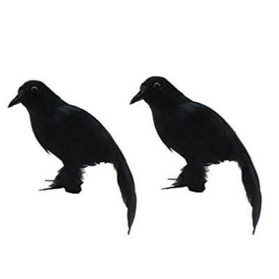 China Artificial Black Raven Prop Realistic Crow Feather Feather Bird Crow Feather Arts and Crafts for Halloween Party Decoration 3pcs Pack for sale