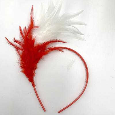 China Red and White Feather Feather Headband for Women Kentucky Derby Fascinator Feathers Wedding Party Headwear Hair Accessories for sale