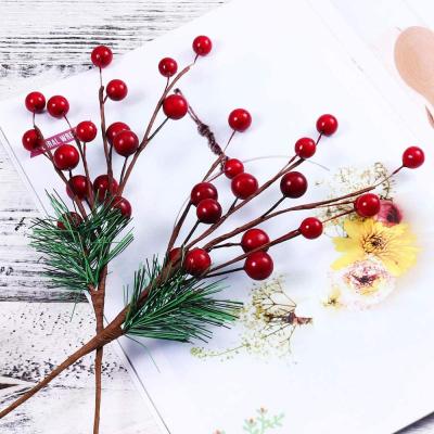 China Artificial Cloth and Metal Fabric and Metal Pine Picks Red Berry Flower Ornaments For Christmas Floral Arrangements Garlands for sale