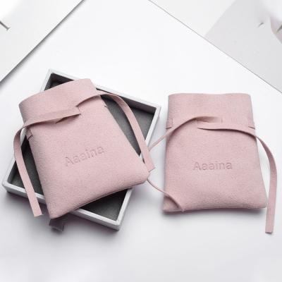 China No Divider and Logo Jewelry Drawstring Bag Suede Microfiber Luxury Custom Gifts Packaging Ring Earrings Jewelry Pouch for sale