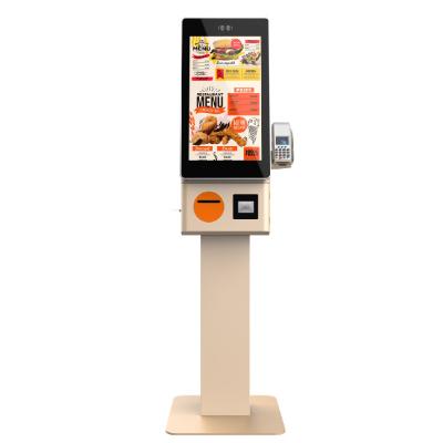 China 23.8 Inch Free Standing Touch Self-Service Food Ordering Kiosk Indoor Restaurant Payment Terminal for sale