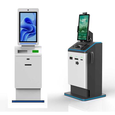 China 21.5 Inch Hotel Lobby Self Service Check In Kiosk With Passport Scanner / Key Dispenser for sale