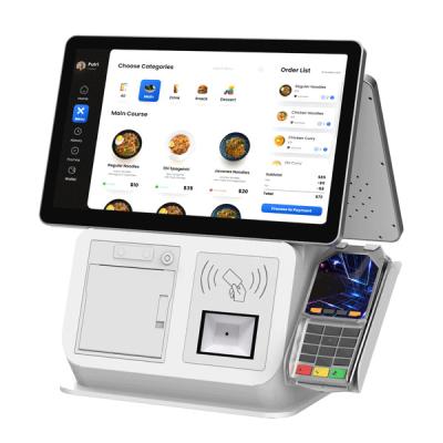 China Dual Screen 15.6inch Pos System With Receipt Printer And Barcode Scanner Retail Machine à venda