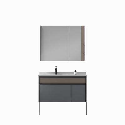 China Durable Modern Hotel Restaurant Washroom Vanity Set Storage Sink Bathroom Cabinet With Mirror for sale