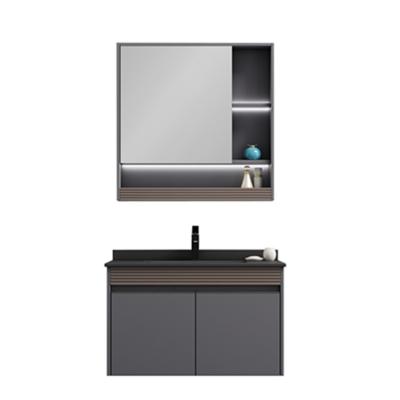 China Durable Luxury Hotel Restaurant Washroom Furniture Vanity Bathroom Cabinet With Mirror Basin for sale