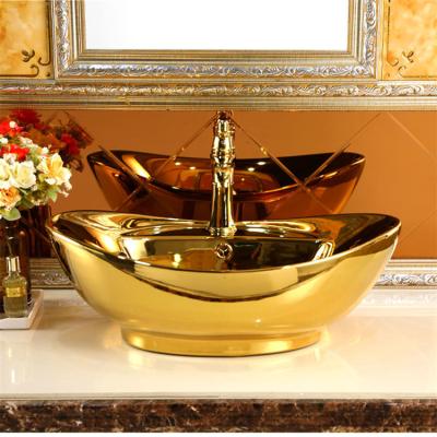 China Easy Clean Hot Sale High Durability Gold Plating Countertop Gold Plating Commercial Hand Wash Basin for sale