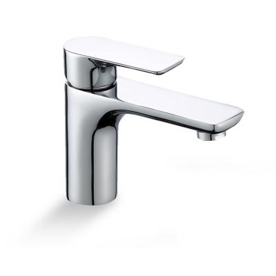 China Modern Contemporary Bathroom Single Hole Zinc Handle Hot Cold Water Basin Faucets for sale